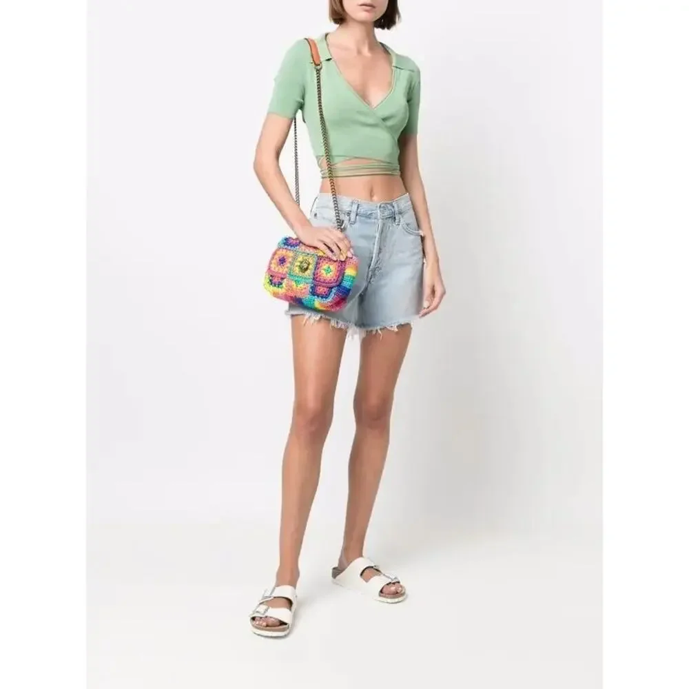 Kurt Geiger London Kensington Rainbow Mini Crochet Shoulder Bag Granny Square